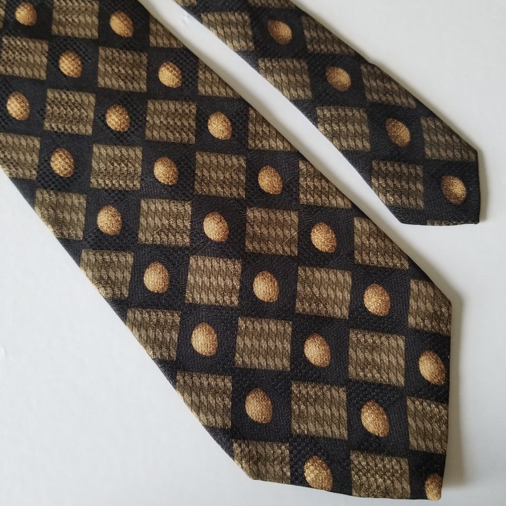 Boston Traders Men's Abstract Gold Green Gold Tie